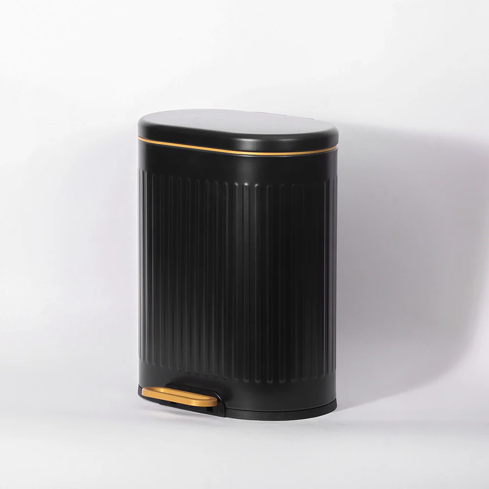 Ovate Pedal Bin 6L - Black & Gold - Image 3