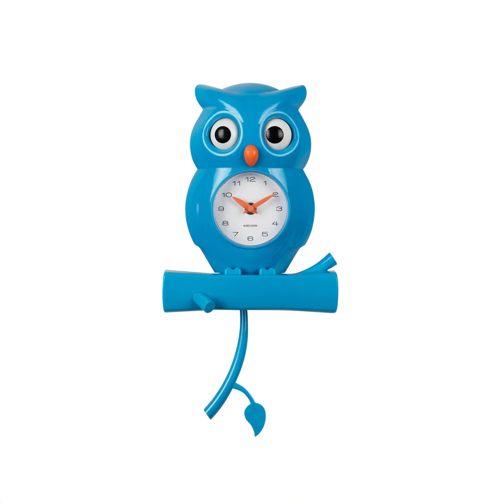 Owl Pendulum Wall Clock - Bright Blue - Image 3