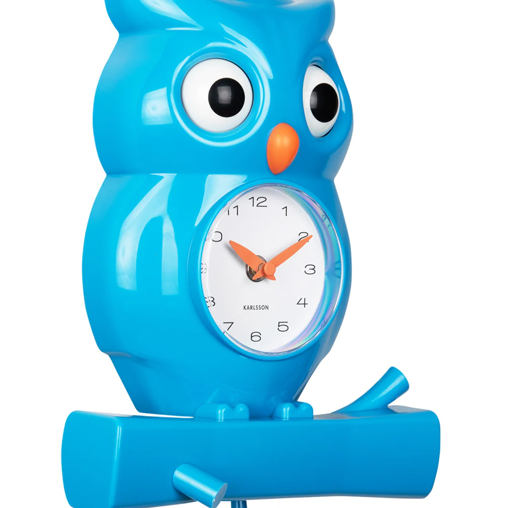 Owl Pendulum Wall Clock - Bright Blue - Image 4