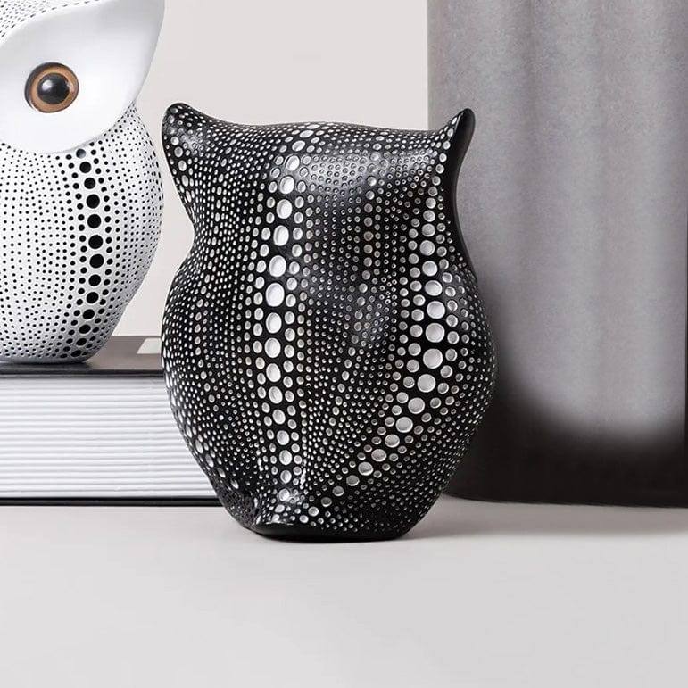 Owl Resin Sculpture - Polka Black - Image 7