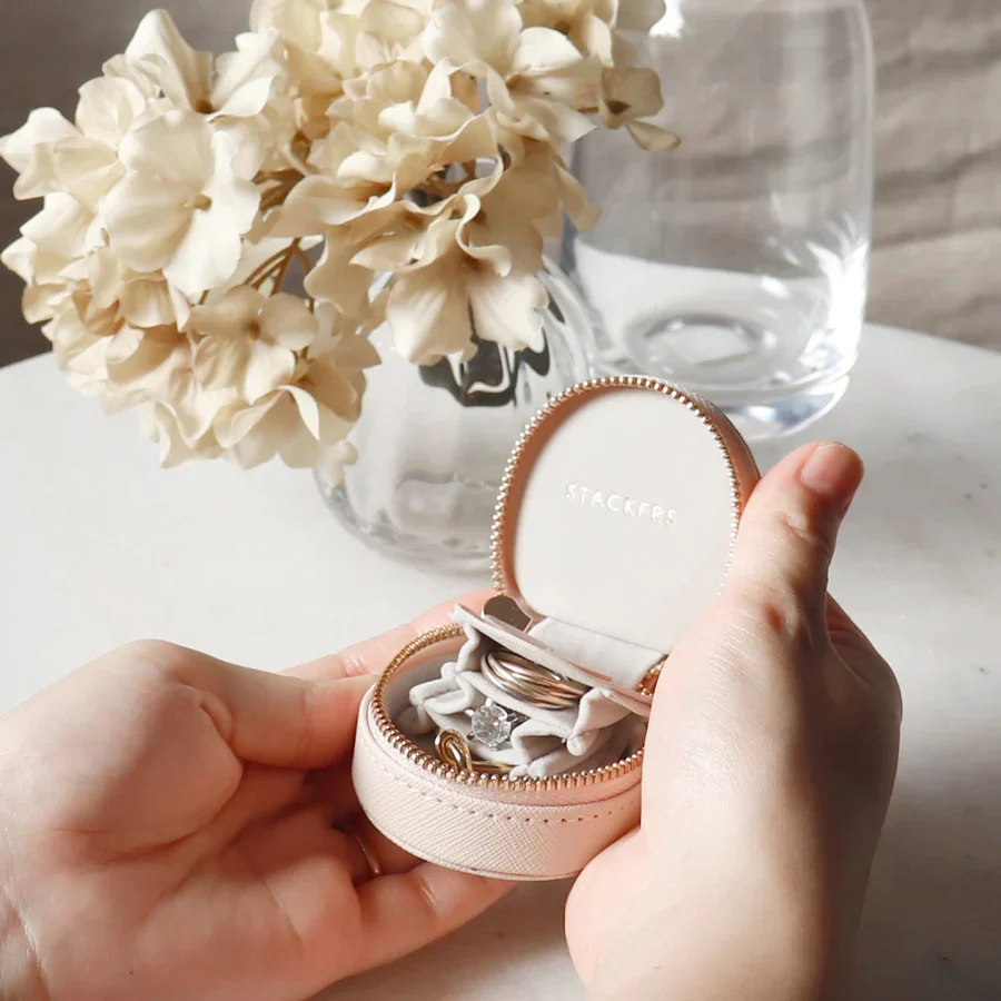 Oyster Travel Jewellery Box - Blush Pink & Gold
