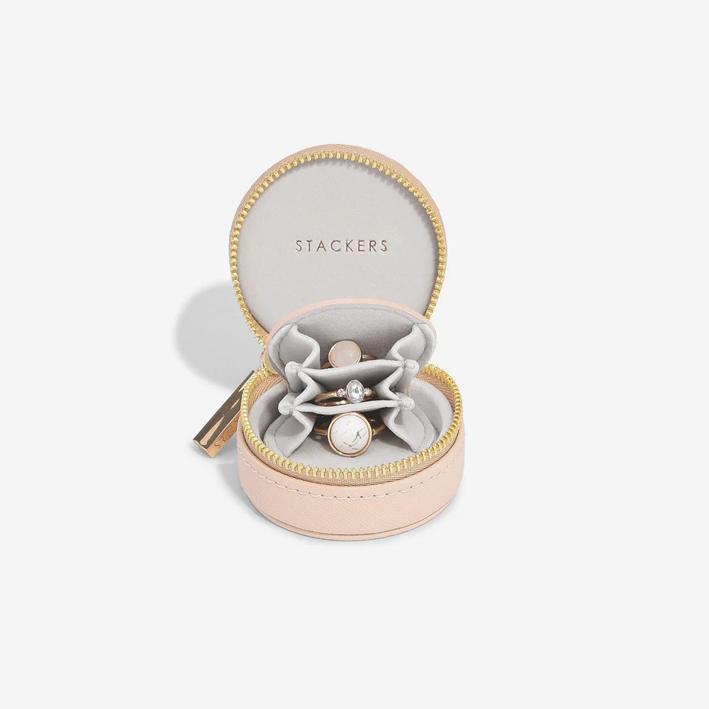 Oyster Travel Jewellery Box - Blush Pink & Gold - Image 4