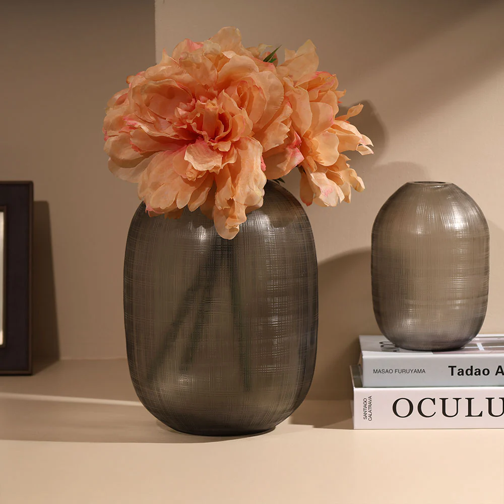 Omnia Glass Vase Medium - Smoke Grey - Image 4
