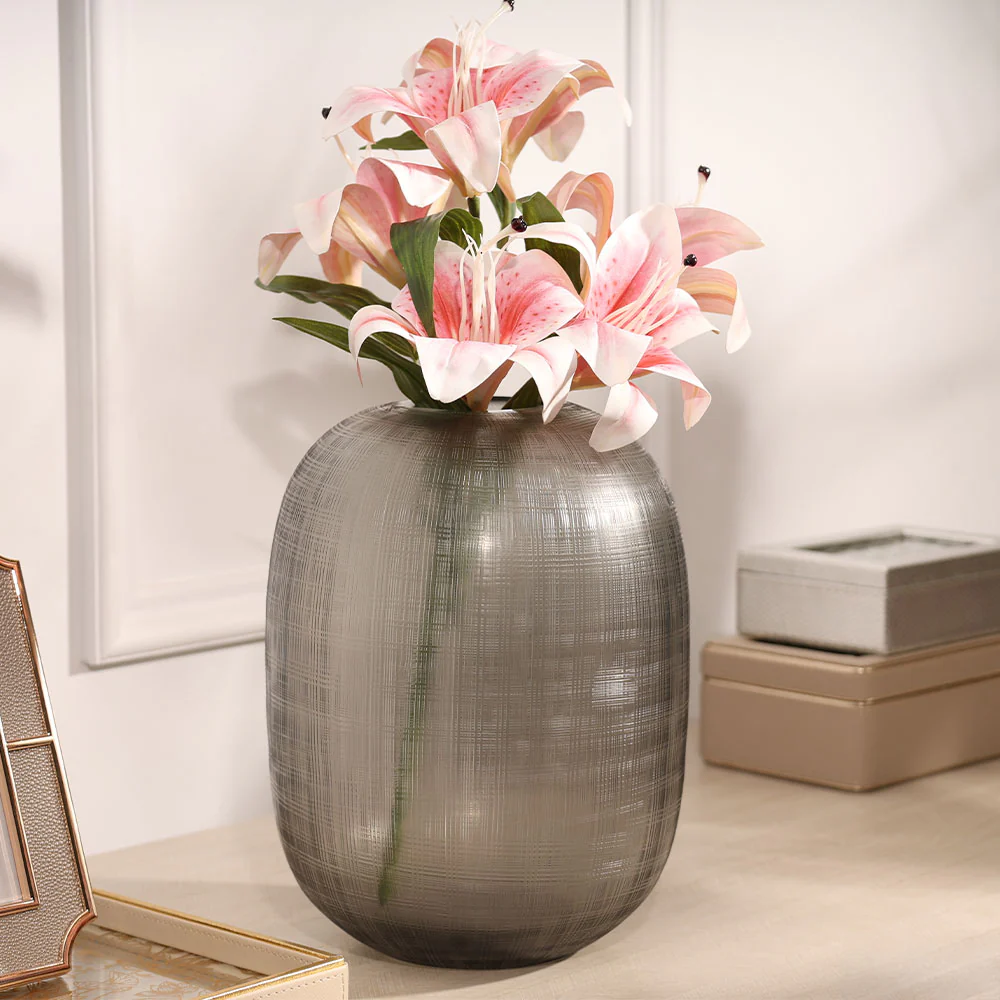 Omnia Glass Vase Medium - Smoke Grey - Image 6