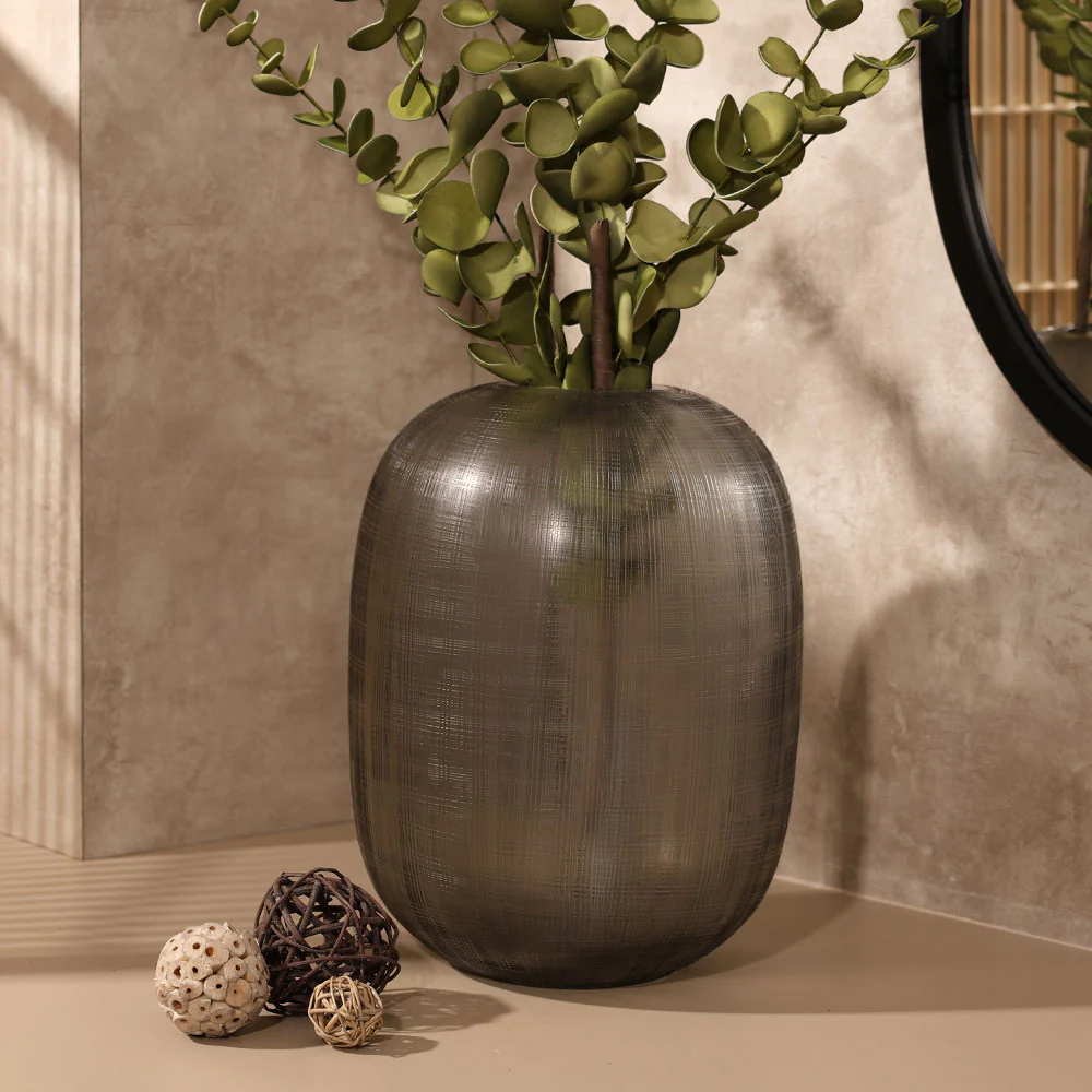 Omnia Glass Vase Medium - Smoke Grey - Image 7