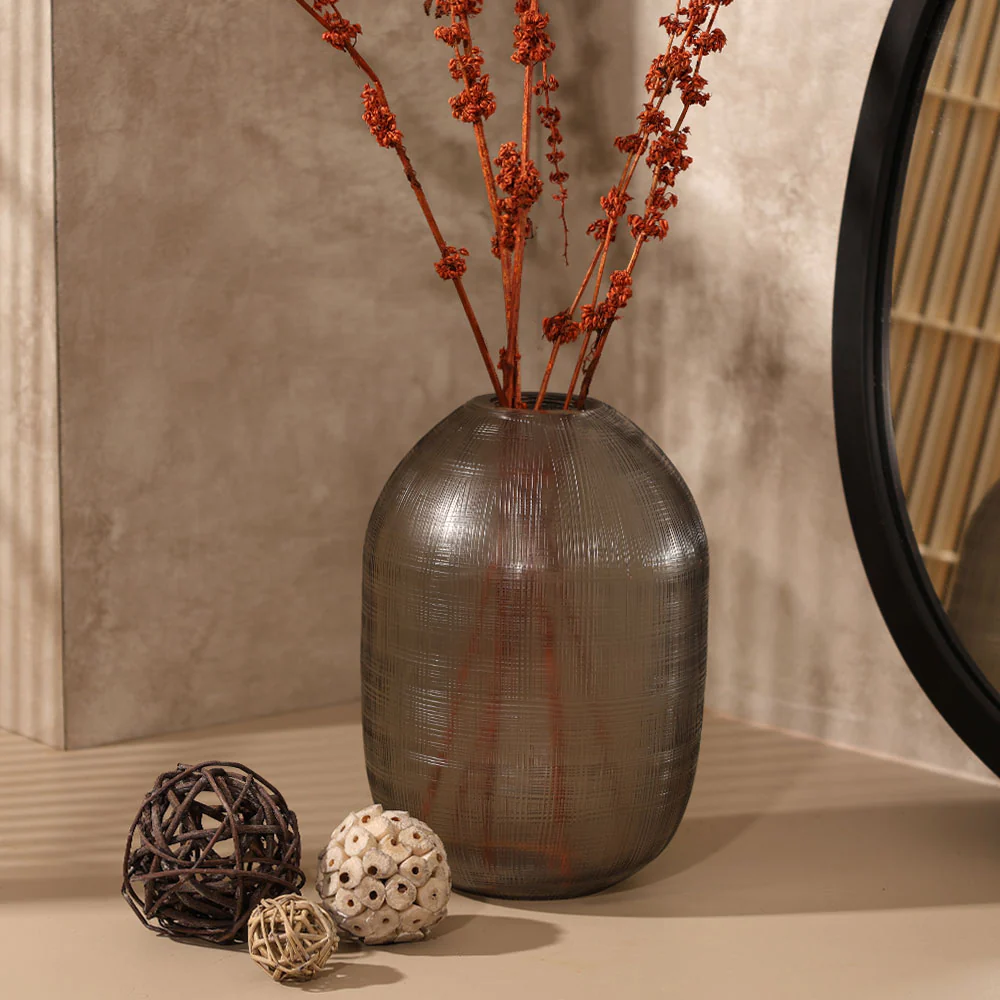 Omnia Glass Vase Small - Smoke Grey - Image 4
