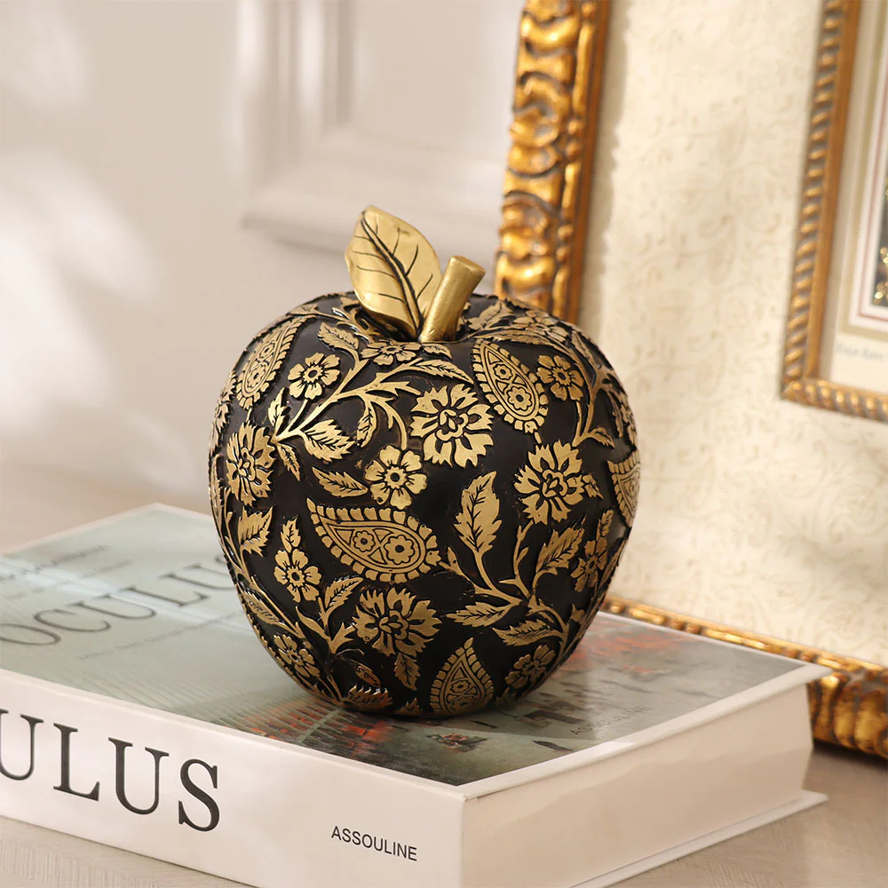Paisley Apple Decorative Accent - Black Gold - Image 2