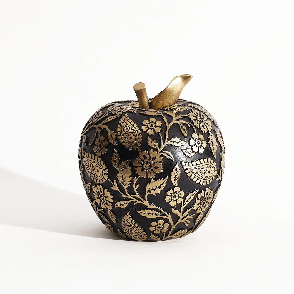 Paisley Apple Decorative Accent - Black Gold - Image 3