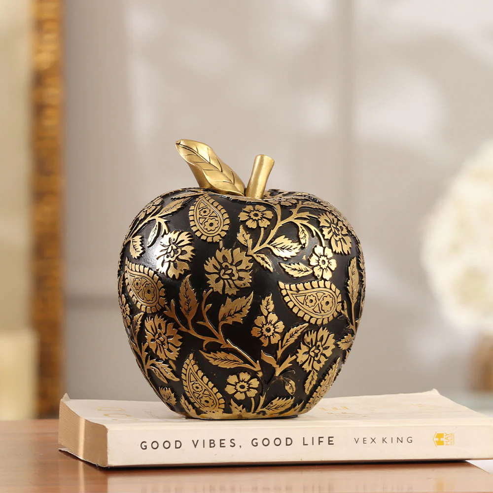 Paisley Apple Decorative Accent - Black Gold - Image 4