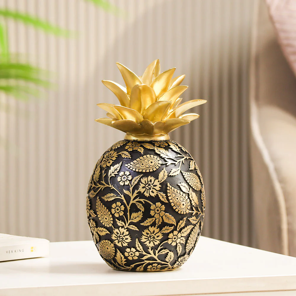 Paisley Pineapple Decorative Accent - Black Gold - Image 4