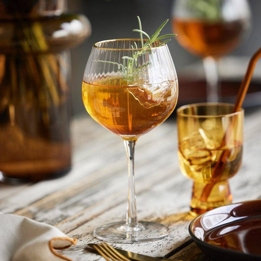 Palermo Gold Rounded Gin & Tonic Glasses 650ml, Set of 4