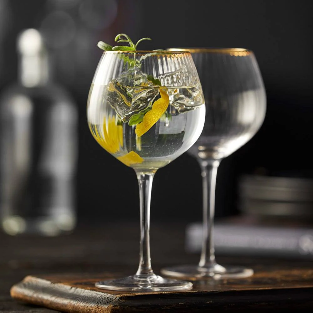 Palermo Gold Rounded Gin & Tonic Glasses 650ml, Set of 4 - Image 2
