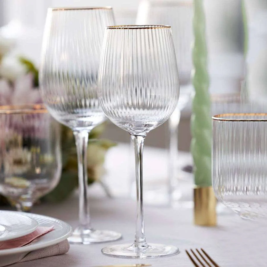 Palermo Gold White Wine Glasses 300ml, Set of 4 - Image 2