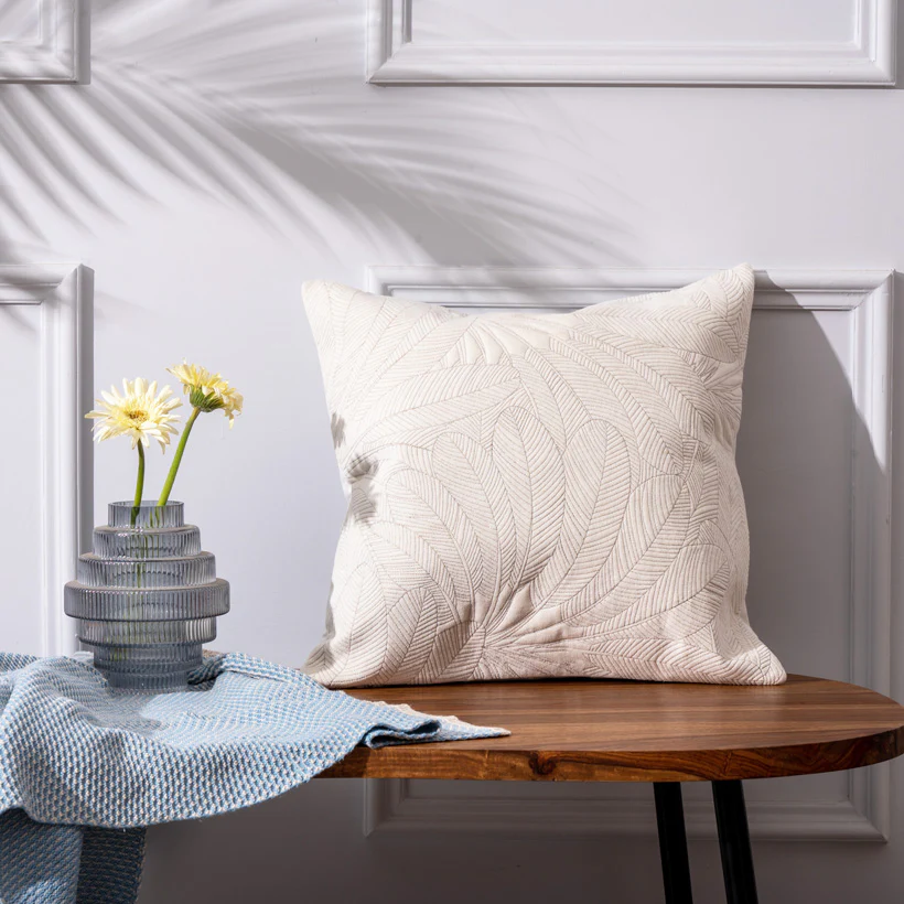Palmer Quilted Cushion Cover 45x45cm - Ivory