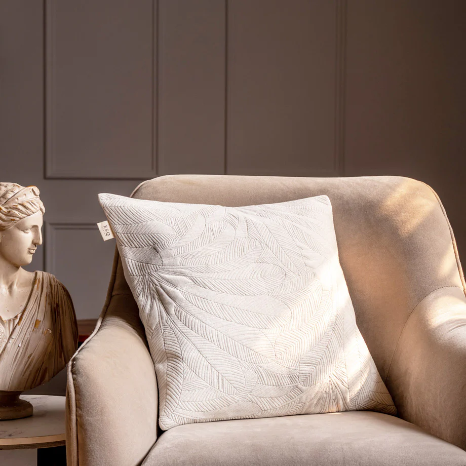Palmer Quilted Cushion Cover 45x45cm - Ivory - Image 2
