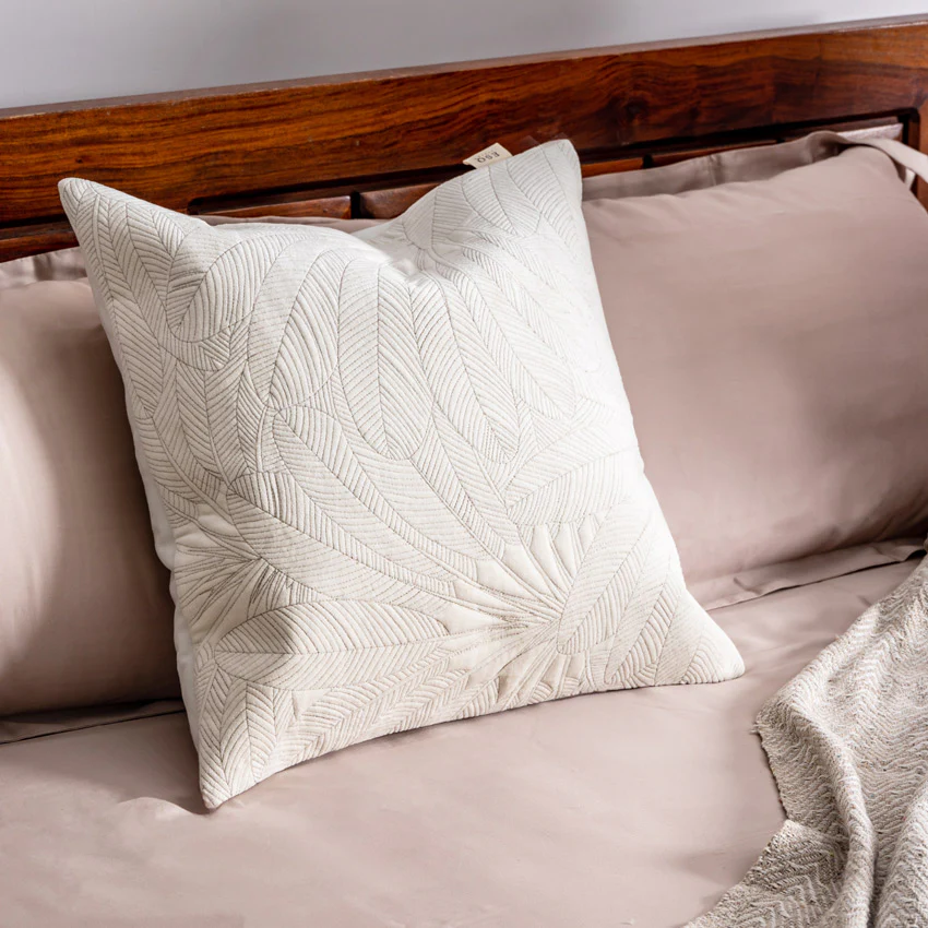 Palmer Quilted Cushion Cover 45x45cm - Ivory - Image 4