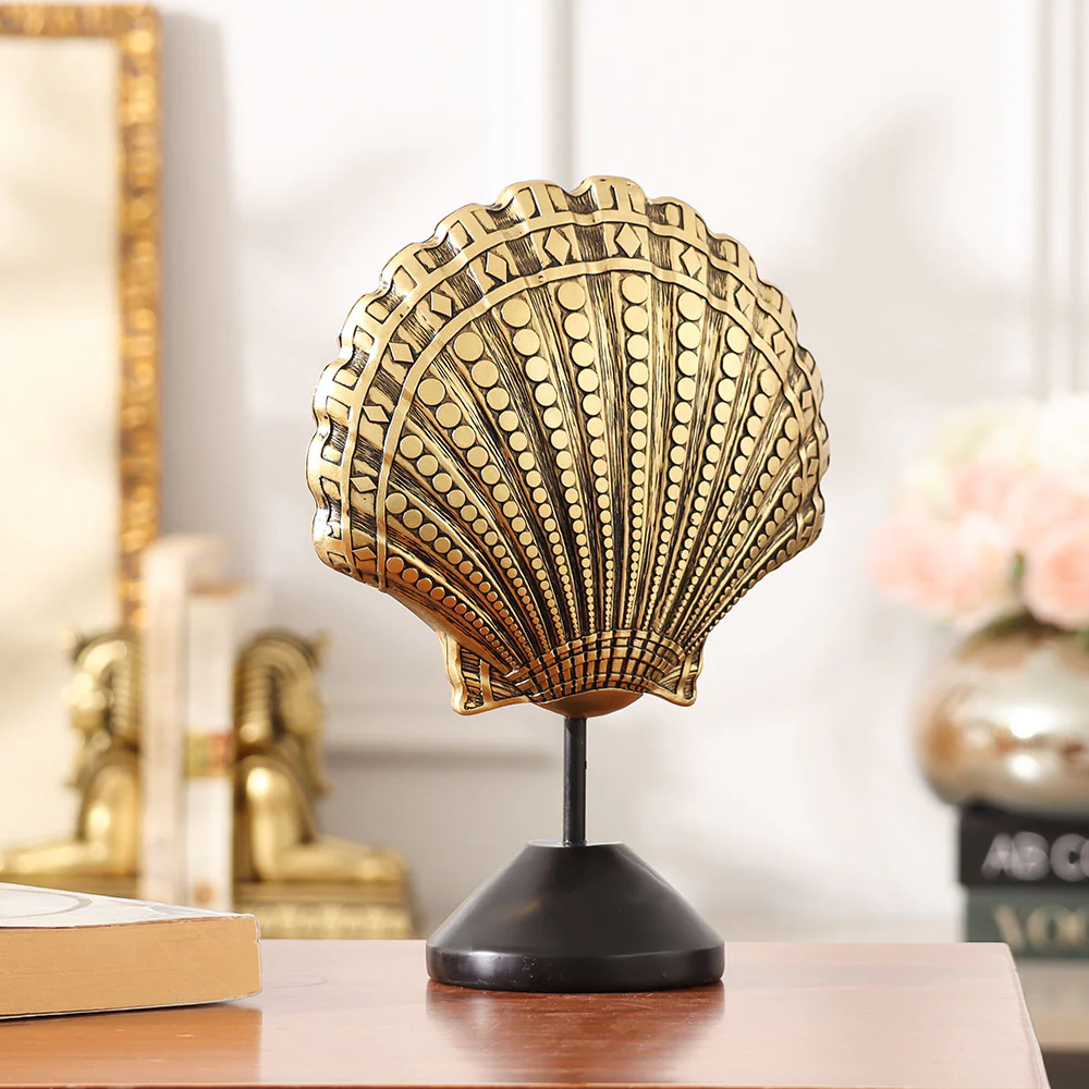 Patterned Scallop Sculpture - Black Gold - Image 6