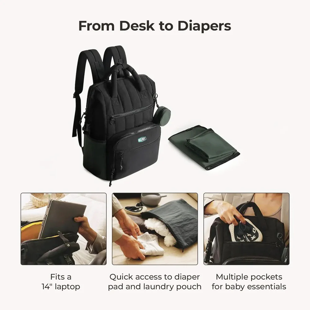 Paz Diaper Backpack 25L - Black - Image 11
