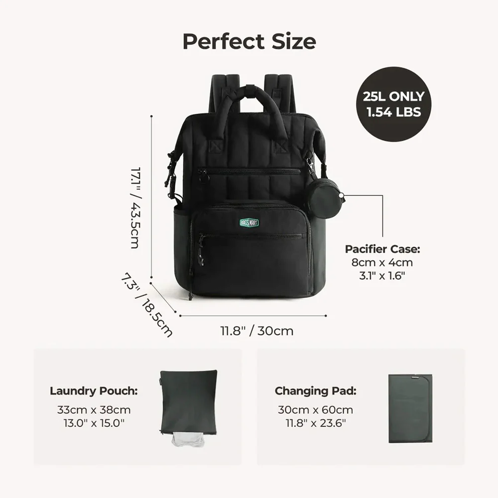 Paz Diaper Backpack 25L - Black - Image 12