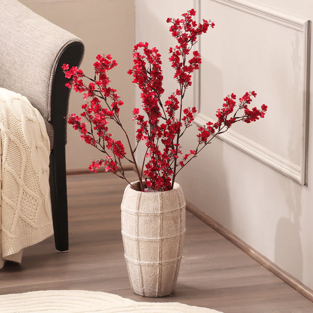 Peach Blossoms Faux Stem - Crimson - Image 2