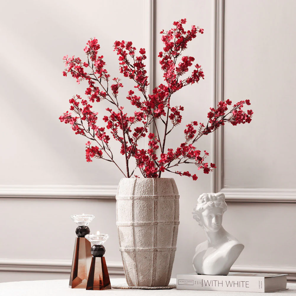 Peach Blossoms Faux Stem - Crimson - Image 3