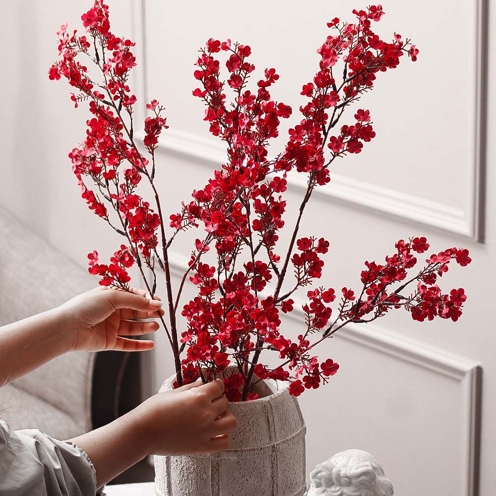 Peach Blossoms Faux Stem - Crimson - Image 4
