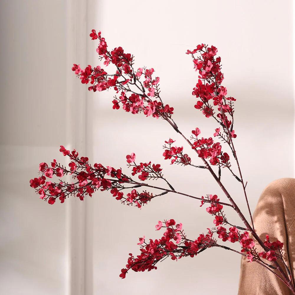 Peach Blossoms Faux Stem - Crimson - Image 5