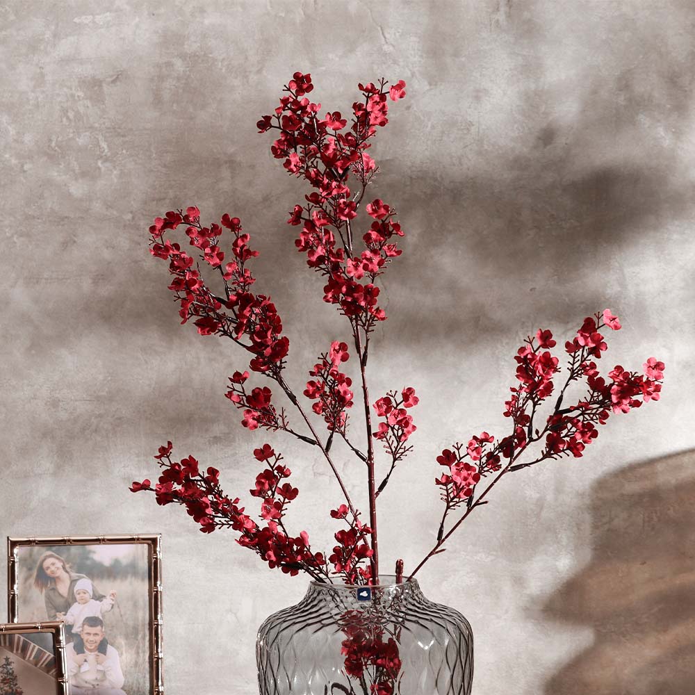 Peach Blossoms Faux Stem - Crimson - Image 7