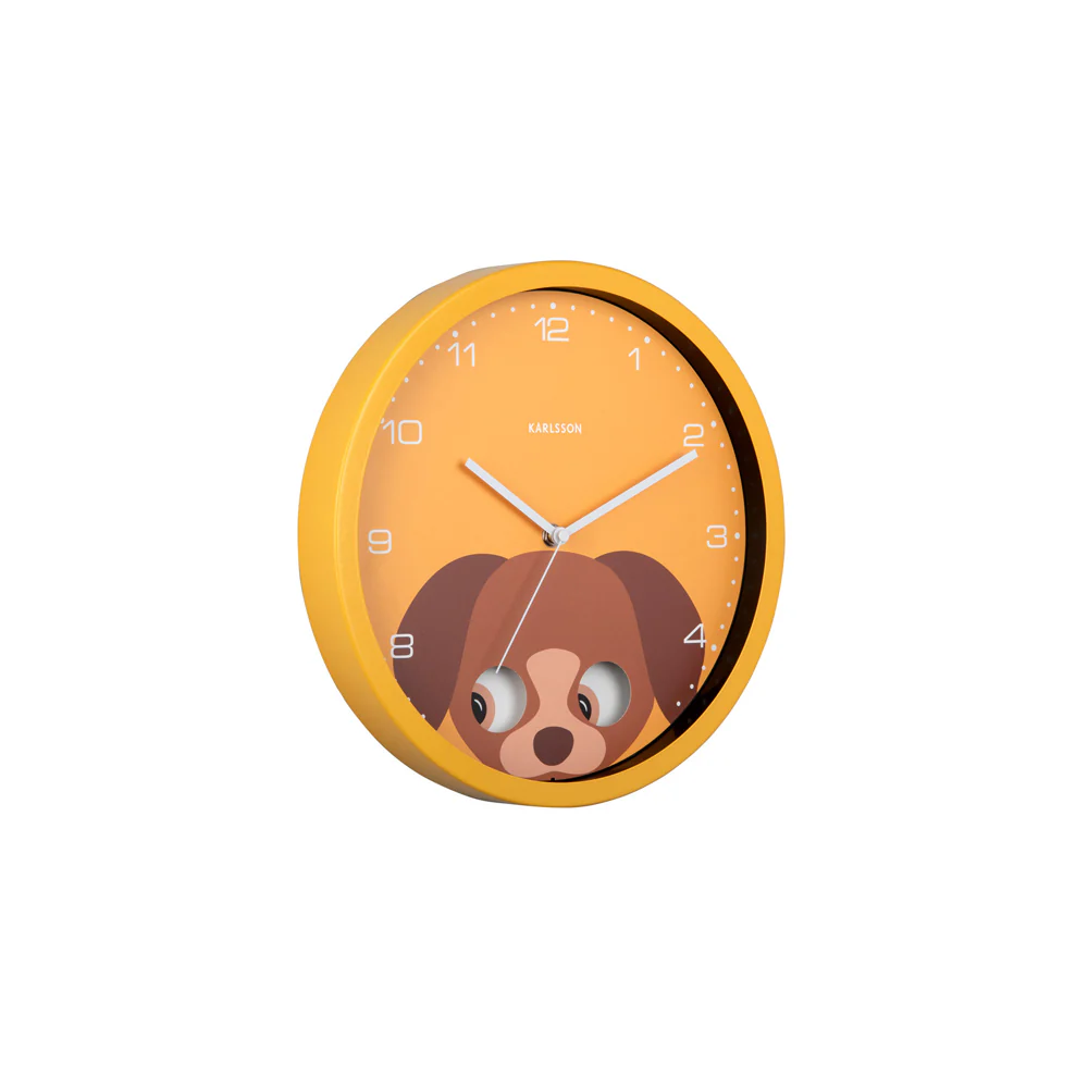 Peekaboo Dog Wall Clock 31cm - Yellow - Image 2