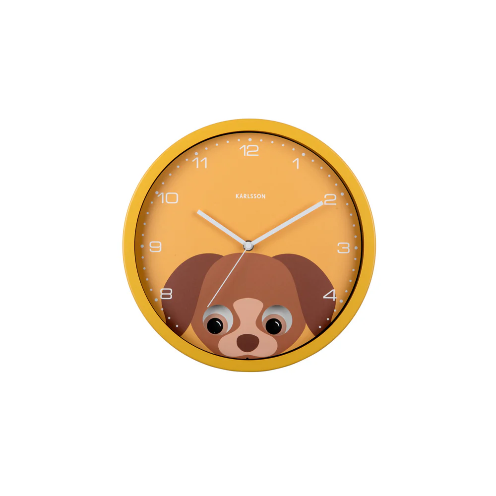 Peekaboo Dog Wall Clock 31cm - Yellow - Image 3