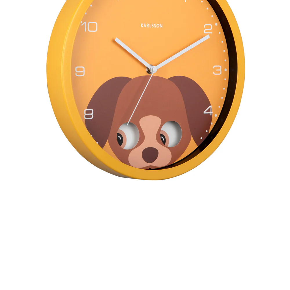 Peekaboo Dog Wall Clock 31cm - Yellow - Image 4