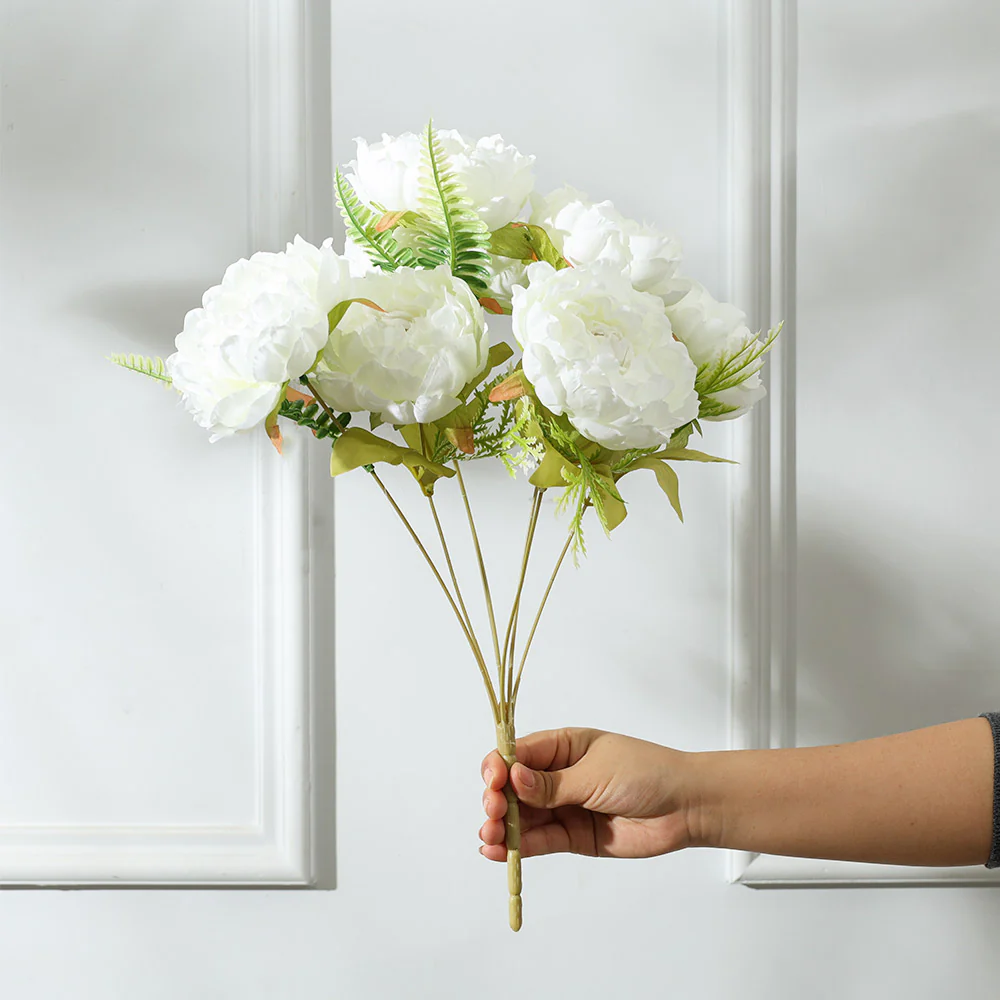 Peonies Faux Stem - White - Image 3