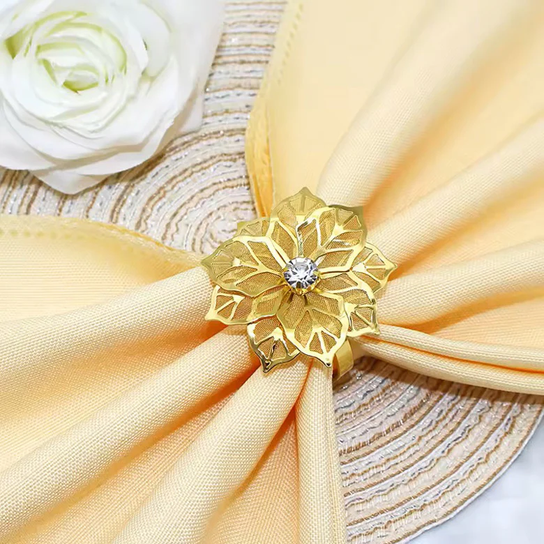 Petals Napkin Rings, Set of 6 - Gold - Image 4