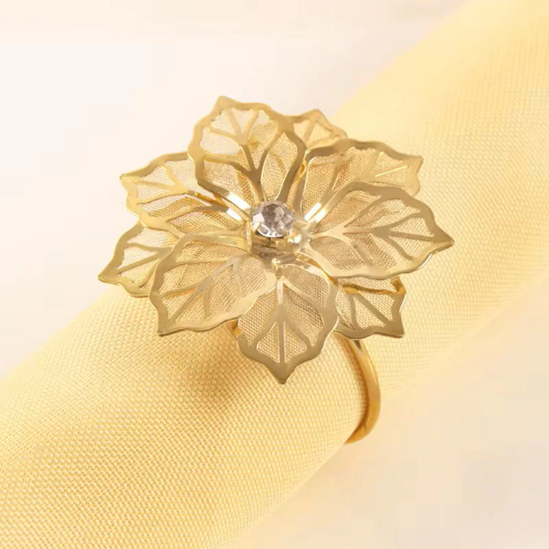 Petals Napkin Rings, Set of 6 - Gold - Image 7