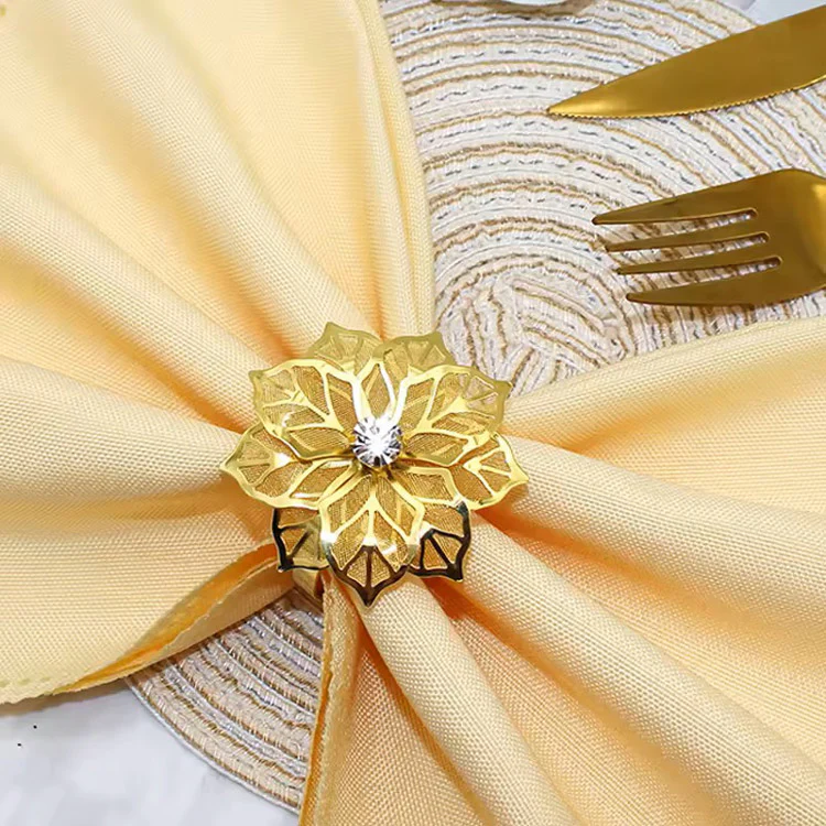 Petals Napkin Rings, Set of 6 - Gold - Image 8