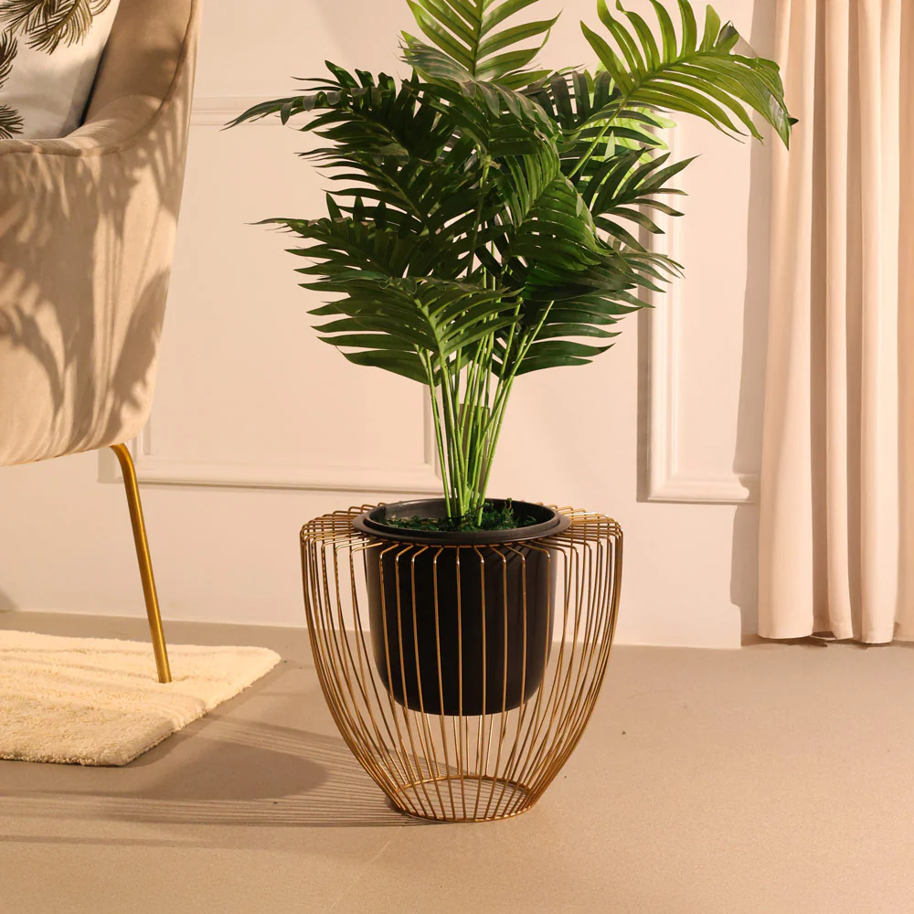Petro Black Planter with Gold Metal Stand - Image 3