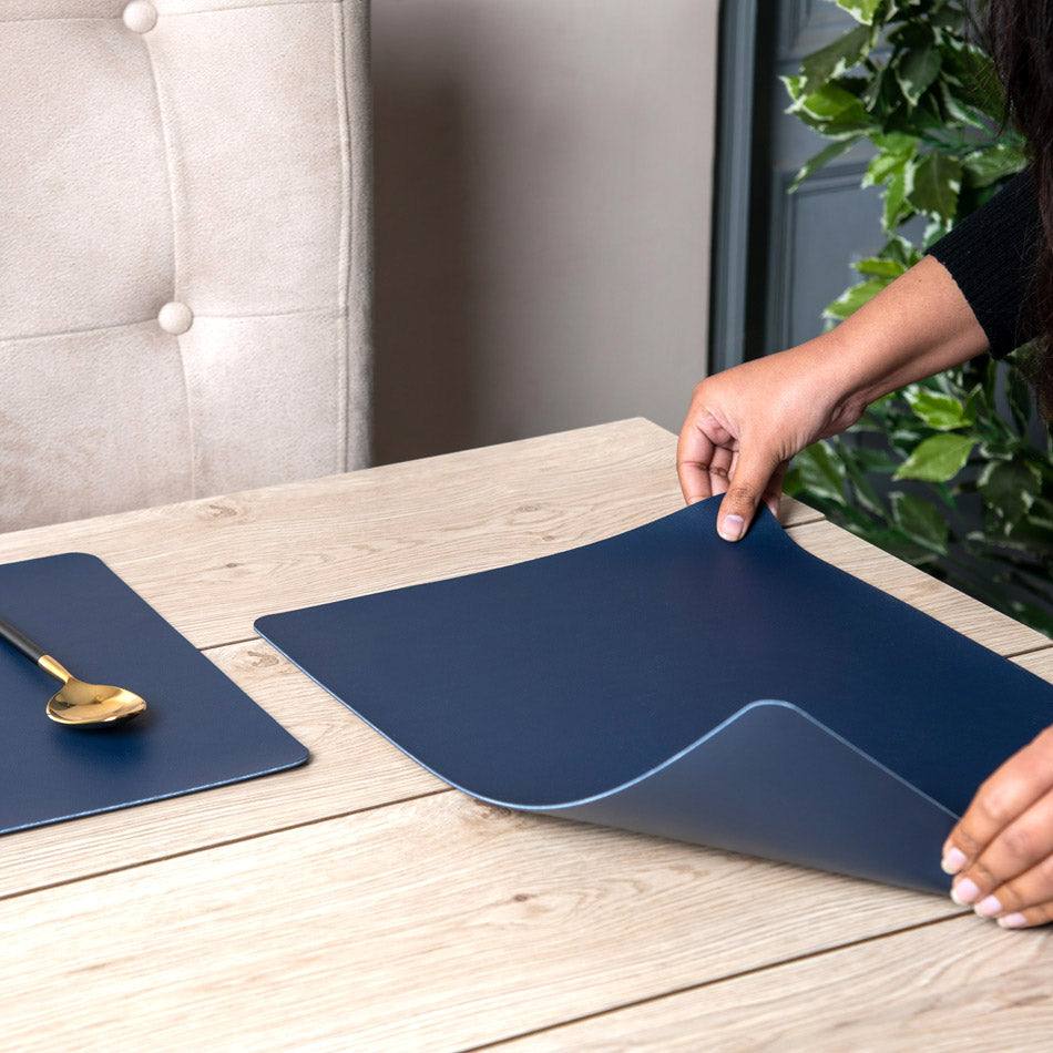 Phylo Rectangular Placemats, Set of 6 - Navy Blue - Image 4