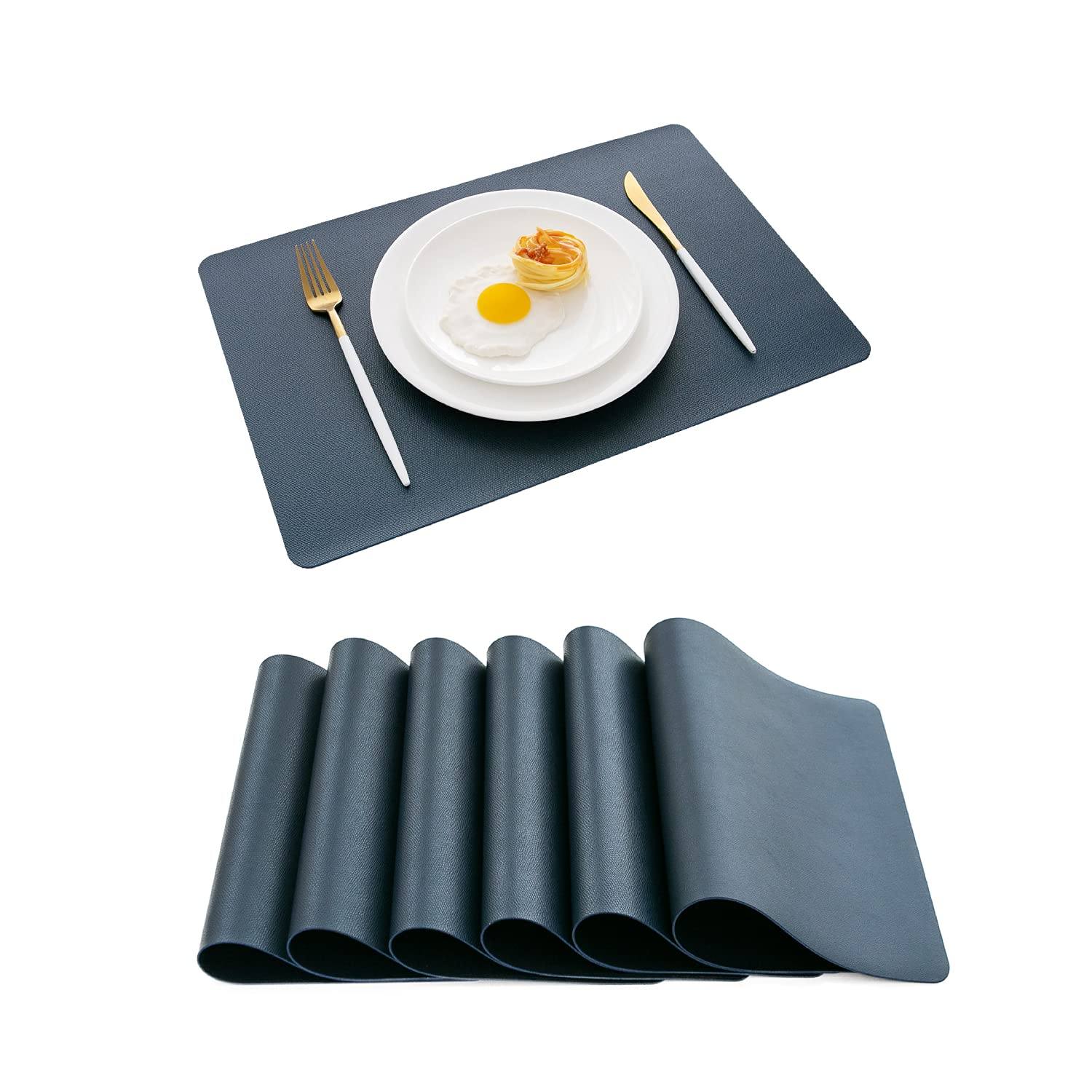 Phylo Rectangular Placemats, Set of 6 - Navy Blue - Image 5