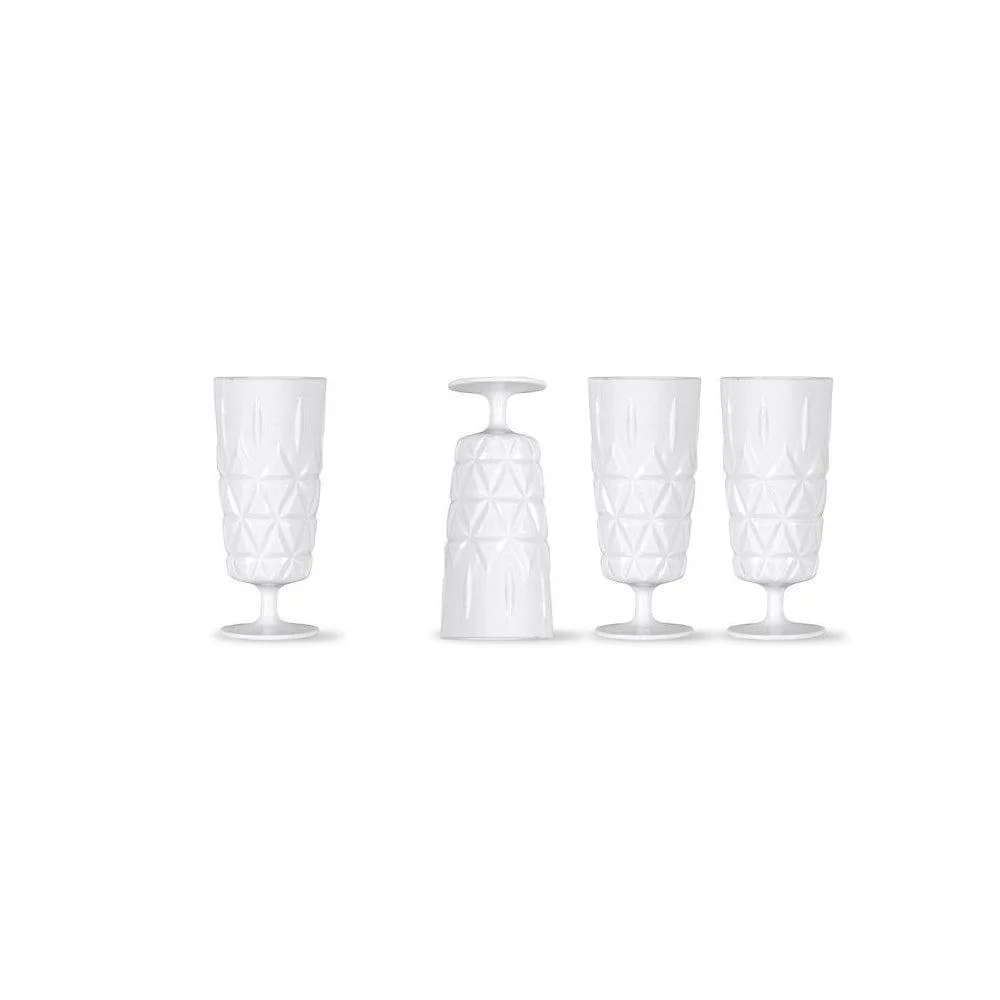 Picnic Tall Glasses 300ml, Set of 4 - White - Image 3