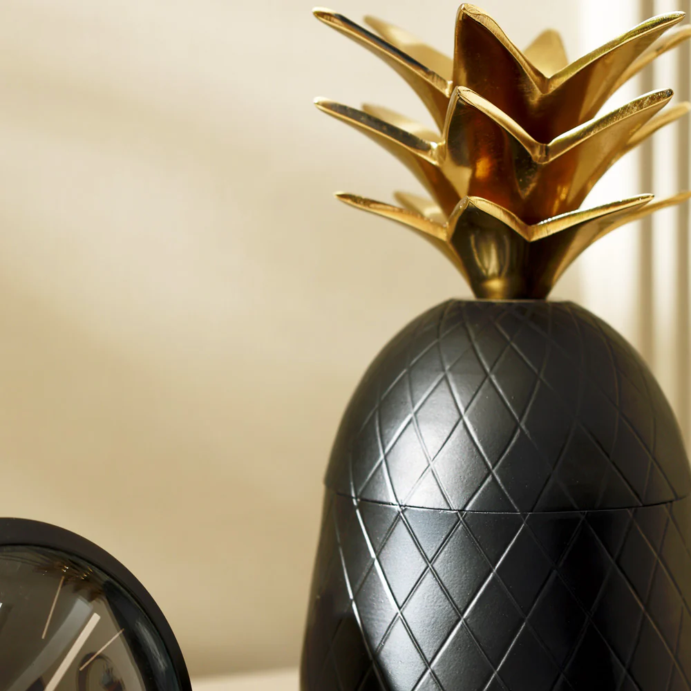 Pineapple Metal Decorative Jar - Black Gold - Image 3