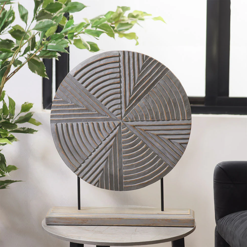 Platos Carved Wooden Decorative Sculpture - Grey - Image 2