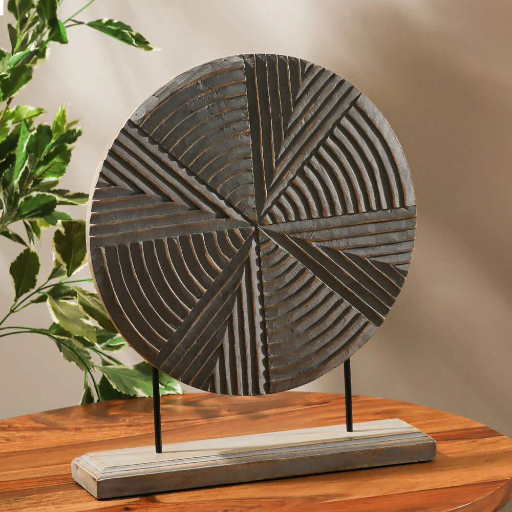 Platos Carved Wooden Decorative Sculpture - Grey - Image 4