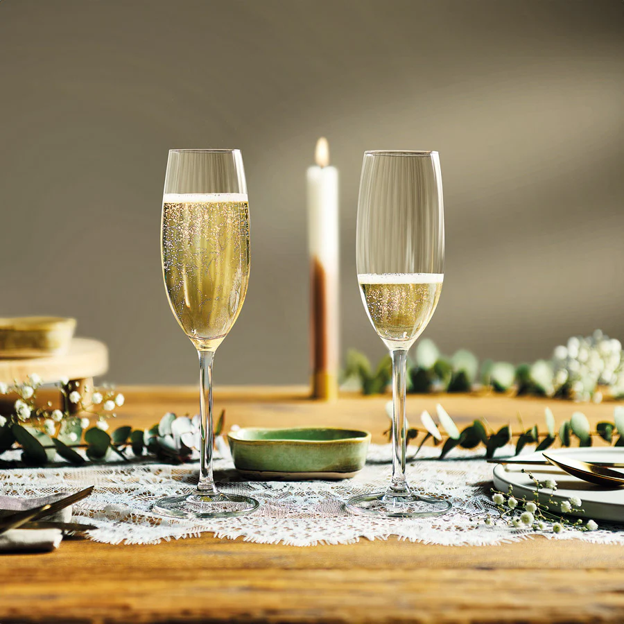 Plisse Champagne Glasses 210ml, Set of 4
