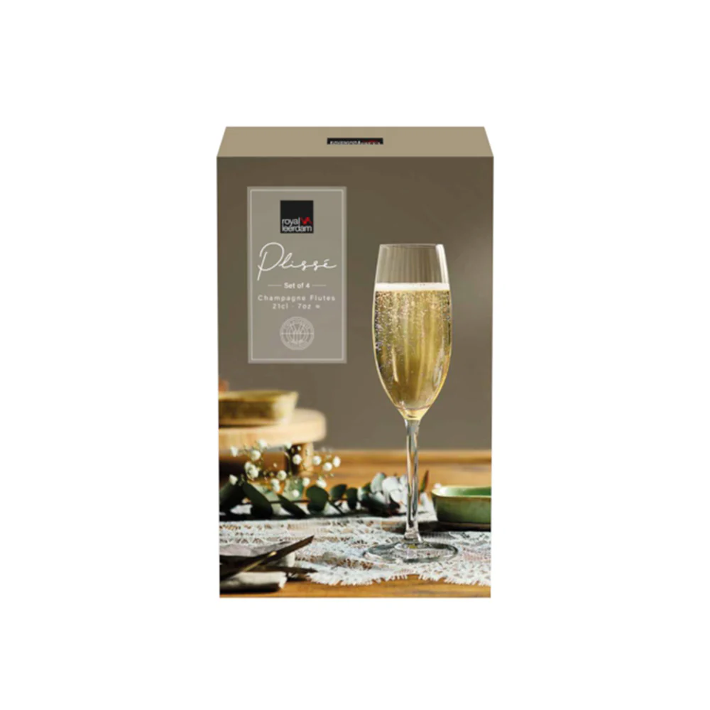 Plisse Champagne Glasses 210ml, Set of 4 - Image 4
