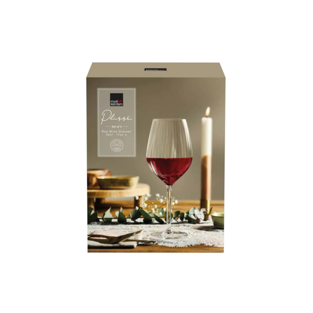 Plisse Red Wine Glasses 500ml, Set of 4 - Image 5