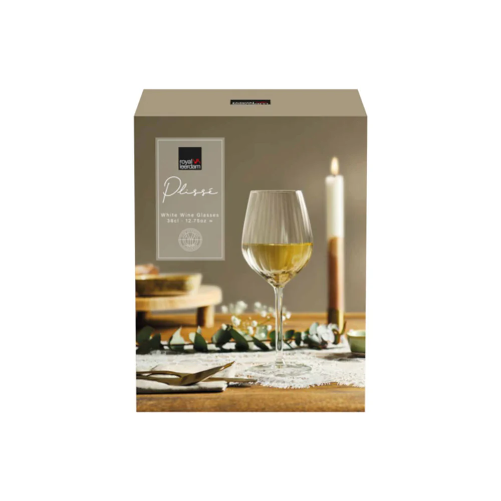 Plisse White Wine Glasses 380ml, Set of 4 - Image 4