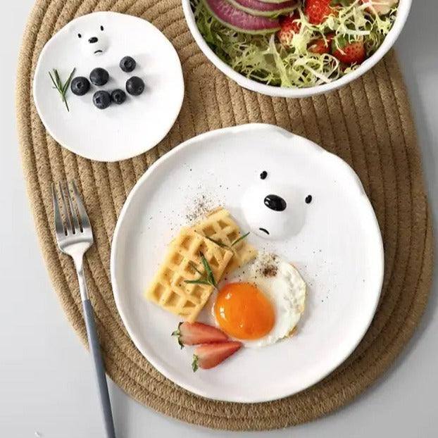 Polar Bear Ceramic Plate - White