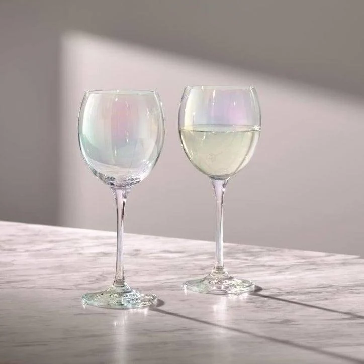 Polka Wine Glasses 400ml, Set of 2 - Mother of Pearl