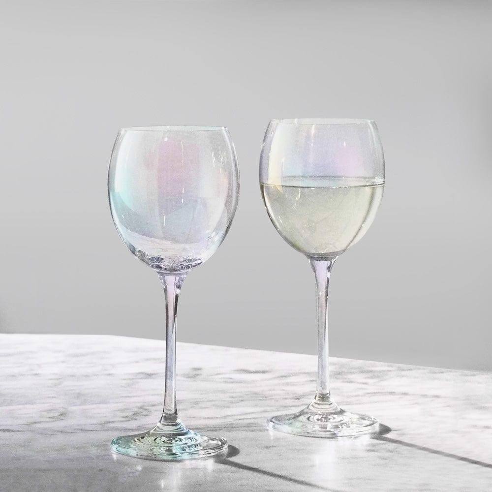 Polka Wine Glasses 400ml, Set of 2 - Mother of Pearl - Image 2