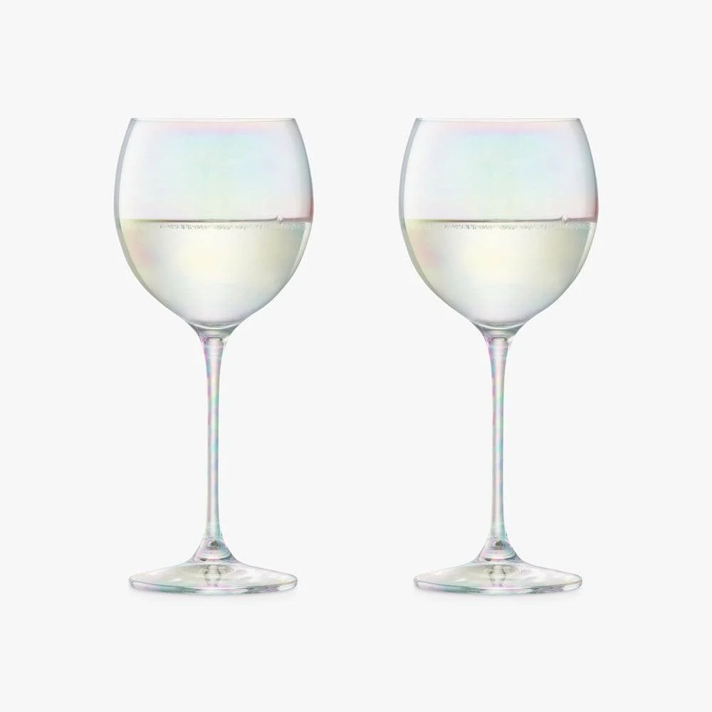 Polka Wine Glasses 400ml, Set of 2 - Mother of Pearl - Image 3